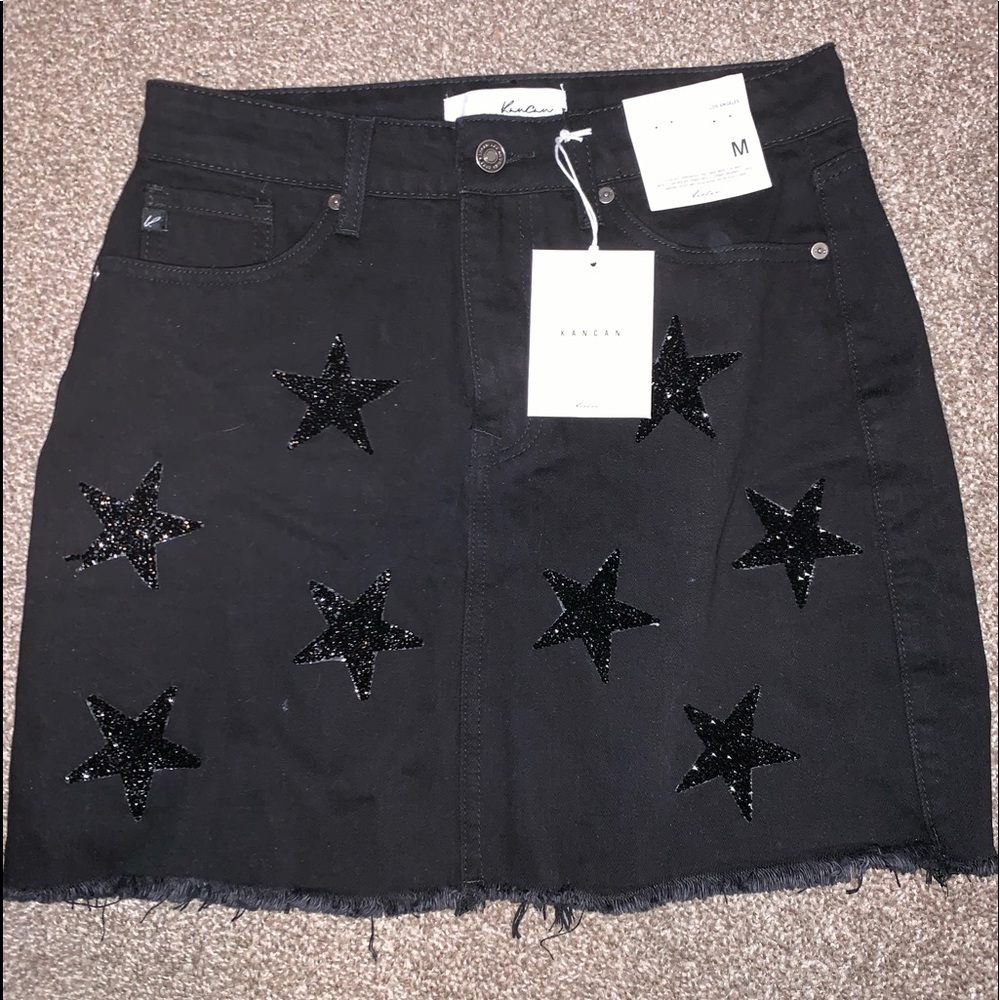 Kancan black skirt with beaded stars